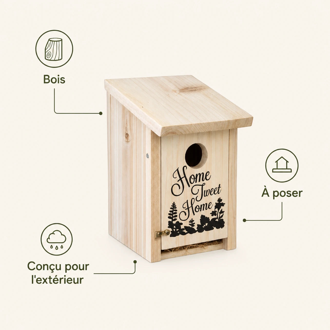 Birdhouse in wood with green roof red — photo 4