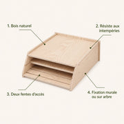 Birdhouse semi-open in wood with canopy sloping — photo 4