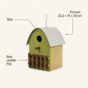 Birdhouse in wood green size 22,2 × 15 × 20 cm — photo 4