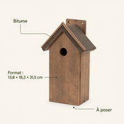 Birdhouse with bitumen roof brown size 13,8 × 18,3 × 31,5 cm — photo 4