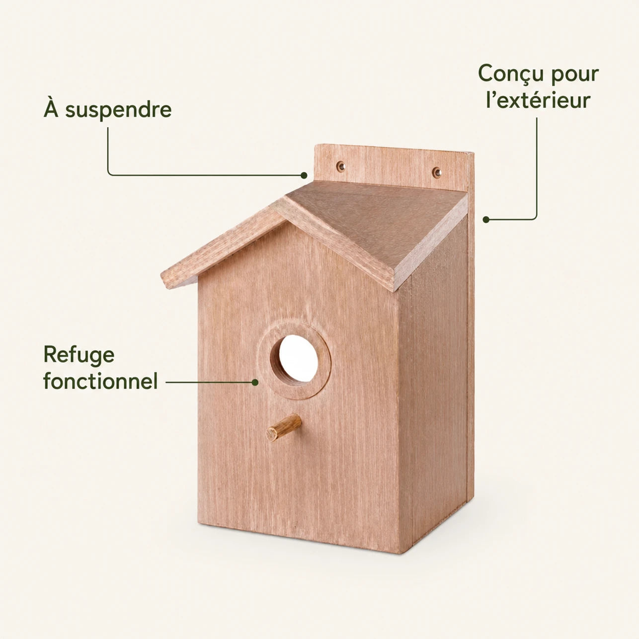 Birdhouse observation in wood with front simple — photo 4