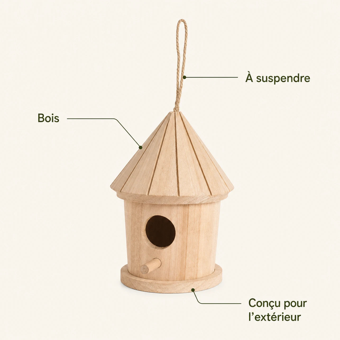 Birdhouse cylindrical in wood with roof faceted — photo 4