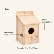 Birdhouse hanging in wood beige size 15 × 15 × 22 cm — photo 4
