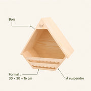 Birdhouse wall-mounted in wood beige size 30 × 30 × 16 cm — photo 4
