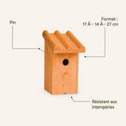 Birdhouse in pine brown size 17 × 14 × 27 cm — photo 4