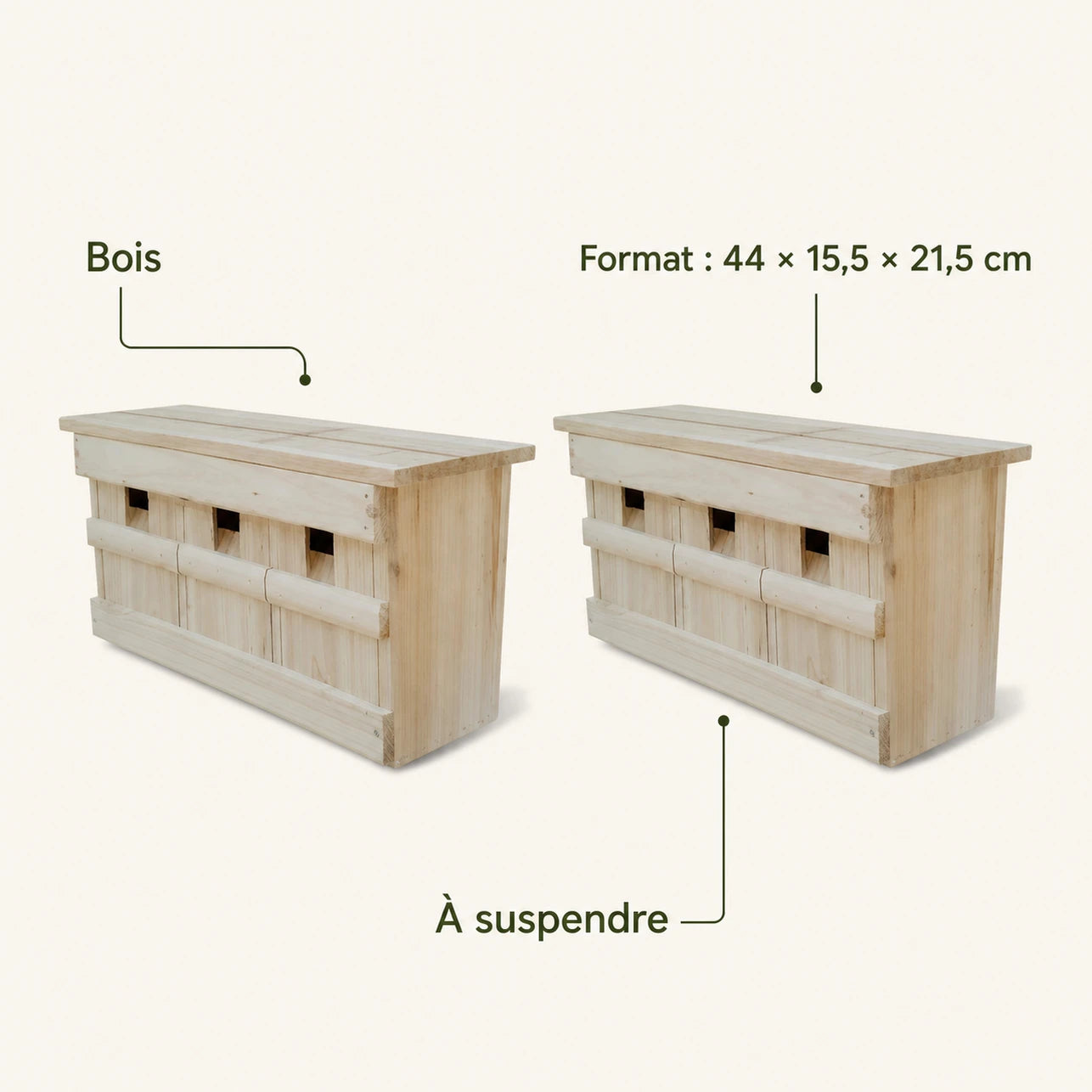 Set of 2 birdhouses in wood brown size 44 × 15,5 × 21,5 cm — photo 4