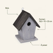 Birdhouse style retro in wood grey size 18,5 × 15 × 23 cm — photo 4