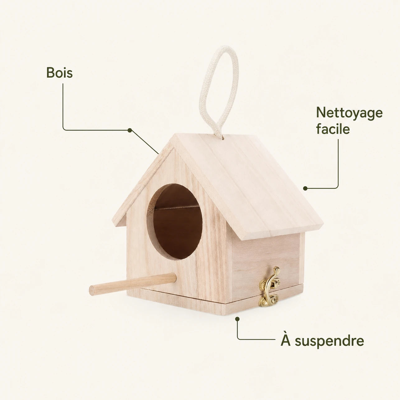 Birdhouse hanging in wood light with front engraved — photo 4