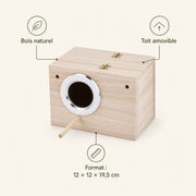 Birdhouse square in wood with roof removable size 12 × 12 × 19,5 cm — photo 4