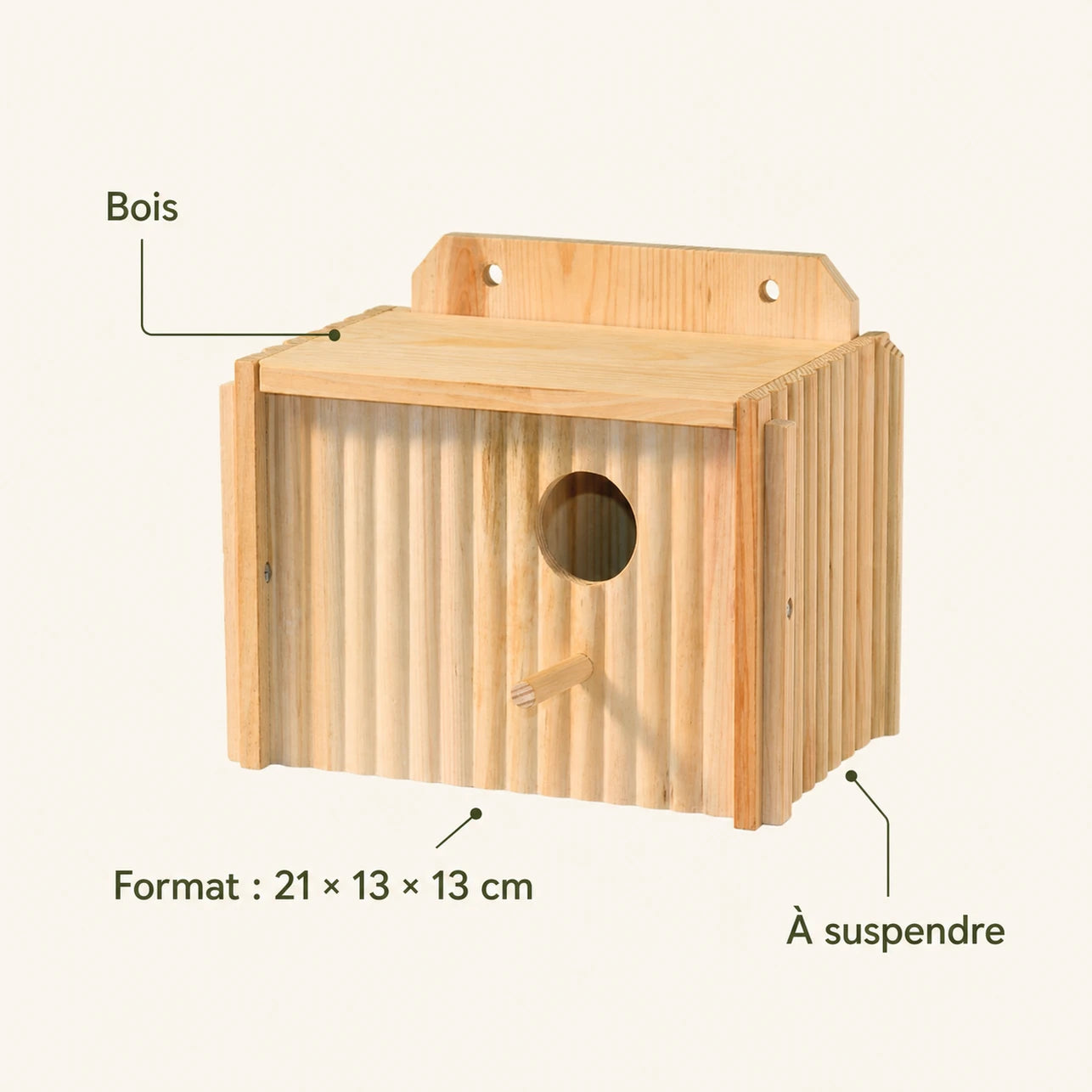 Birdhouse in wood brown size 21 × 13 × 13 cm — photo 4
