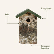 Birdhouse rustic in bark with green roof — photo 4