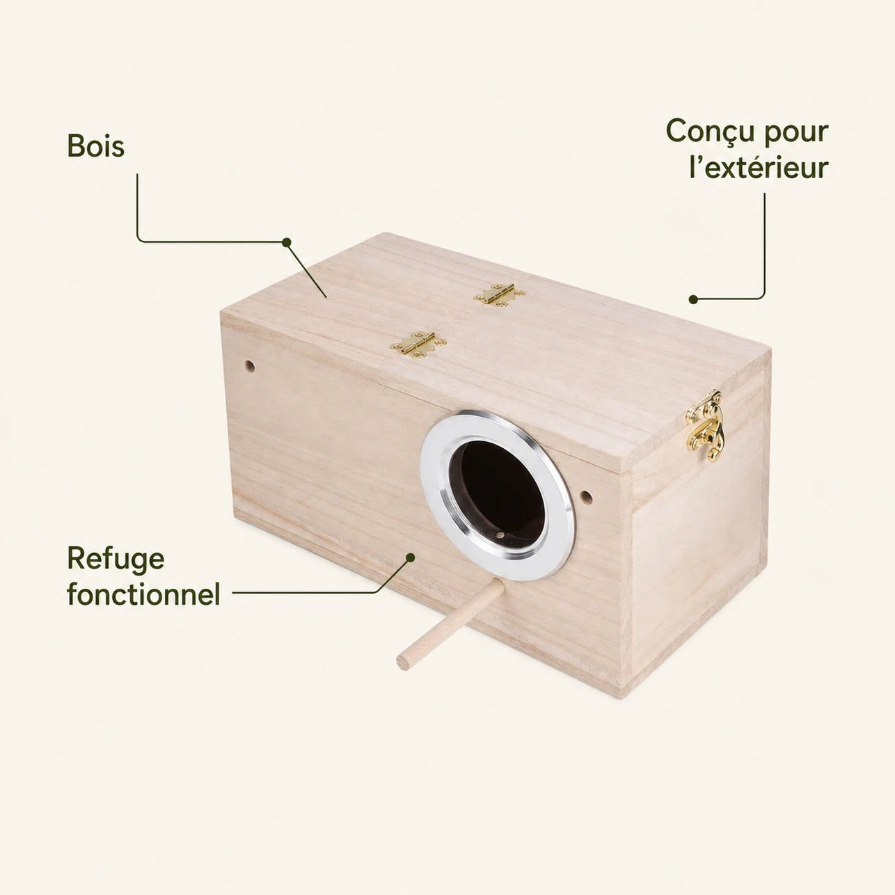 Birdhouse in wood light with entrance reinforced and perch — photo 4