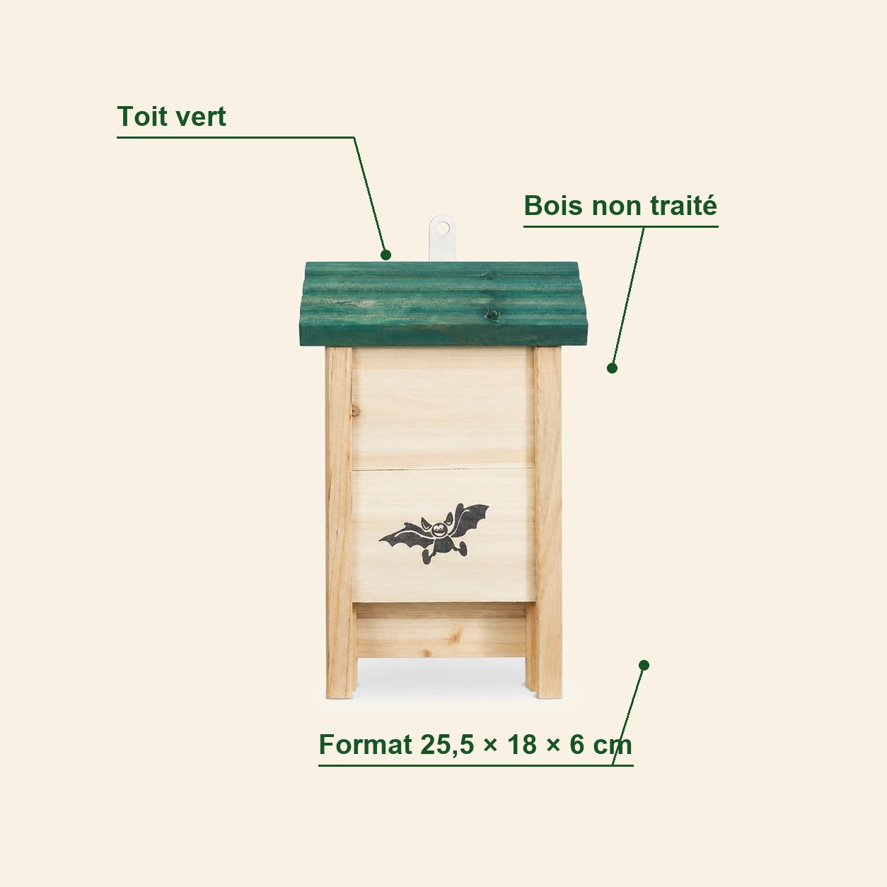 Bat box with green roof — photo 4