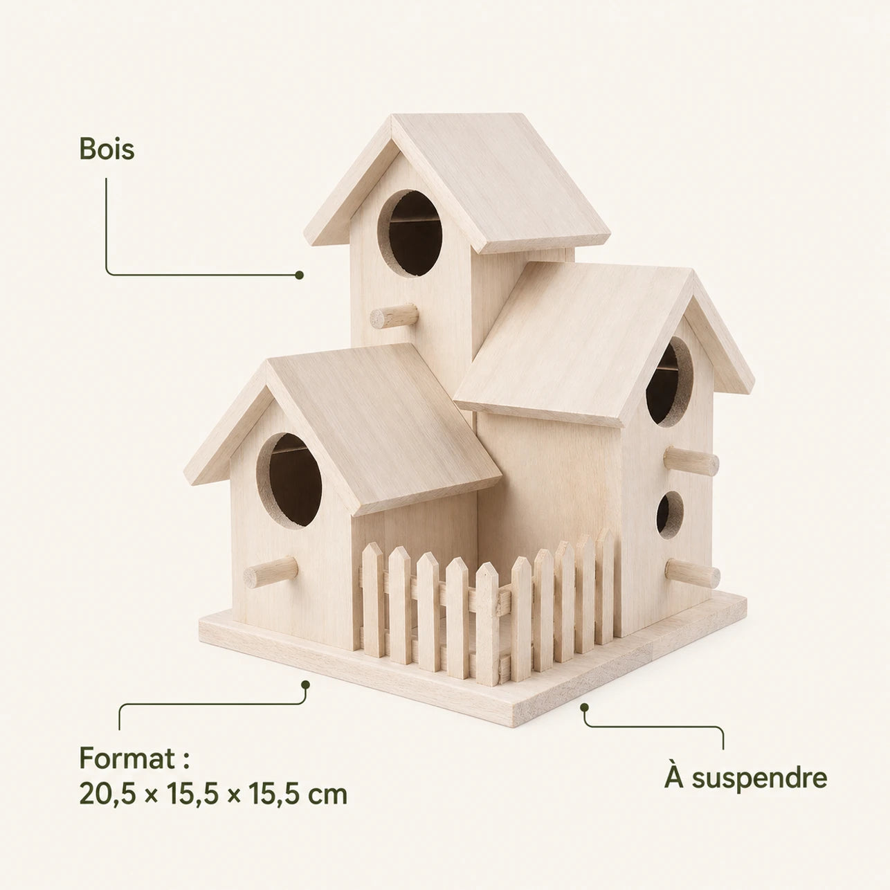 Birdhouse in wood size 20,5 × 15,5 × 15,5 cm — photo 4